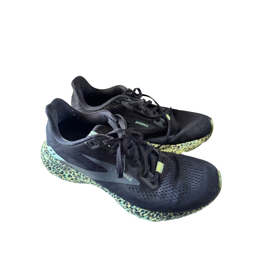 Brooks Launch 8 Womens Running Shoes Black Leopard Print Lime Green Size 8